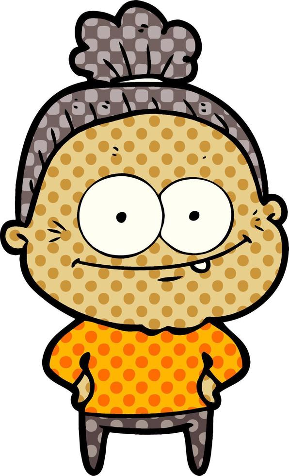 cartoon happy old woman vector
