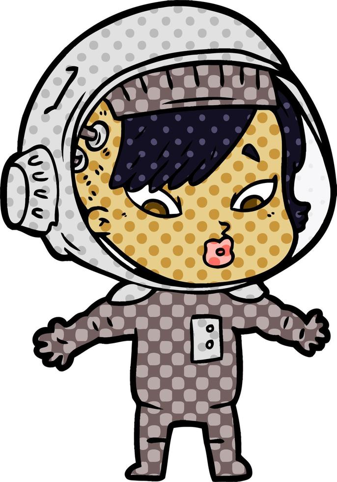 cartoon astronaut woman vector