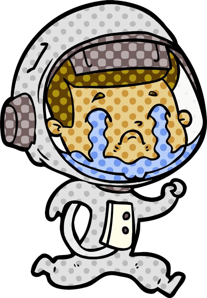 cartoon crying astronaut vector