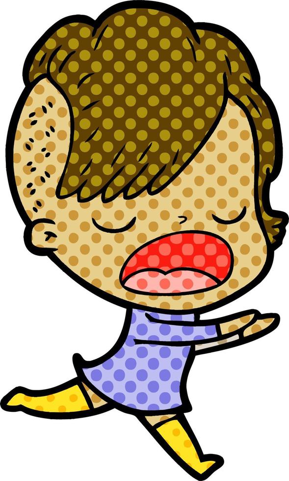 cartoon cool hipster girl talking vector
