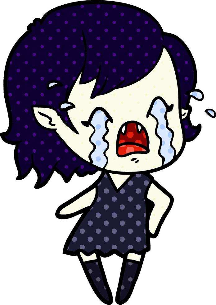 cartoon crying vampire girl vector