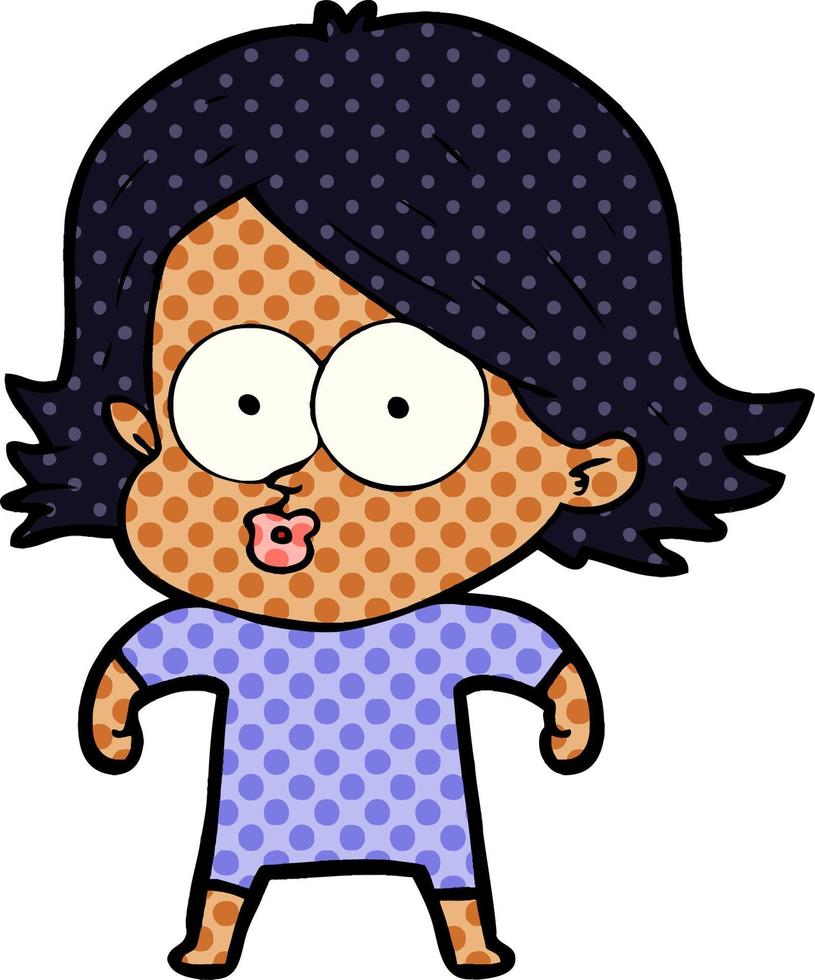 cartoon girl pouting vector