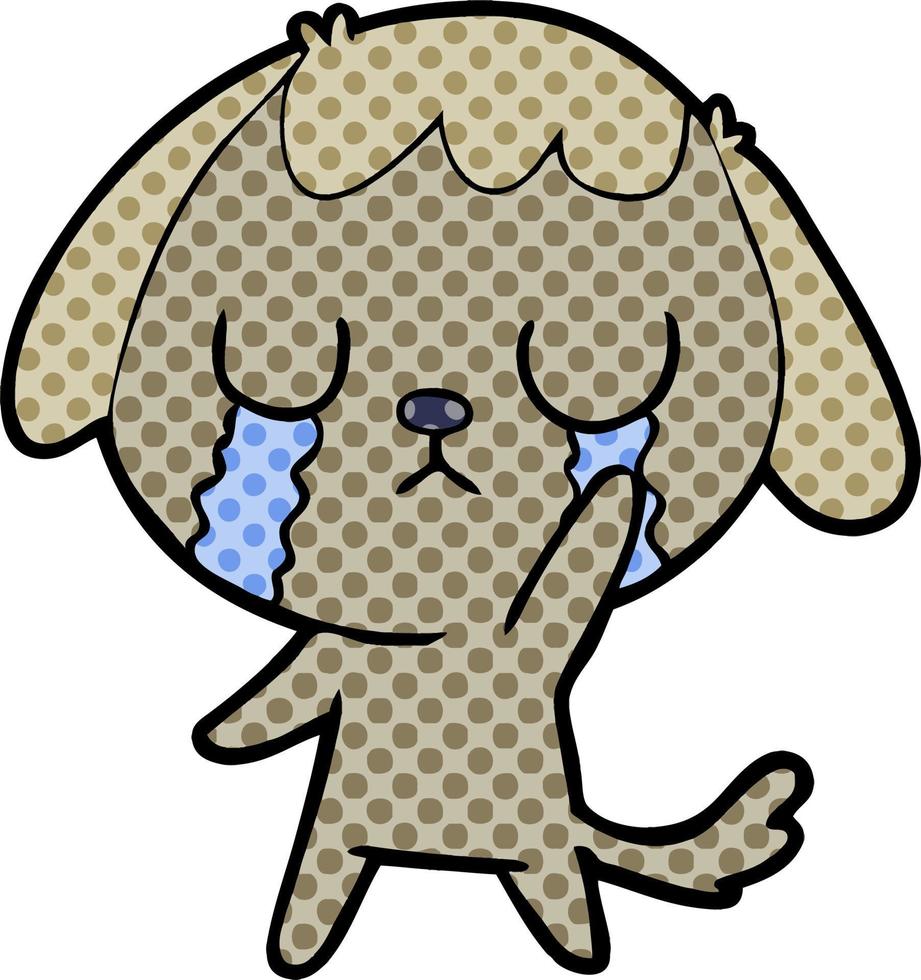 lindo perro de dibujos animados llorando vector