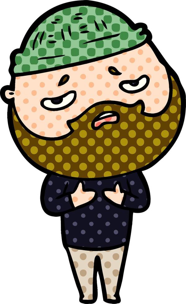 cartoon worried man with beard vector