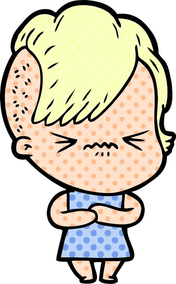 cartoon annoyed hipster girl vector