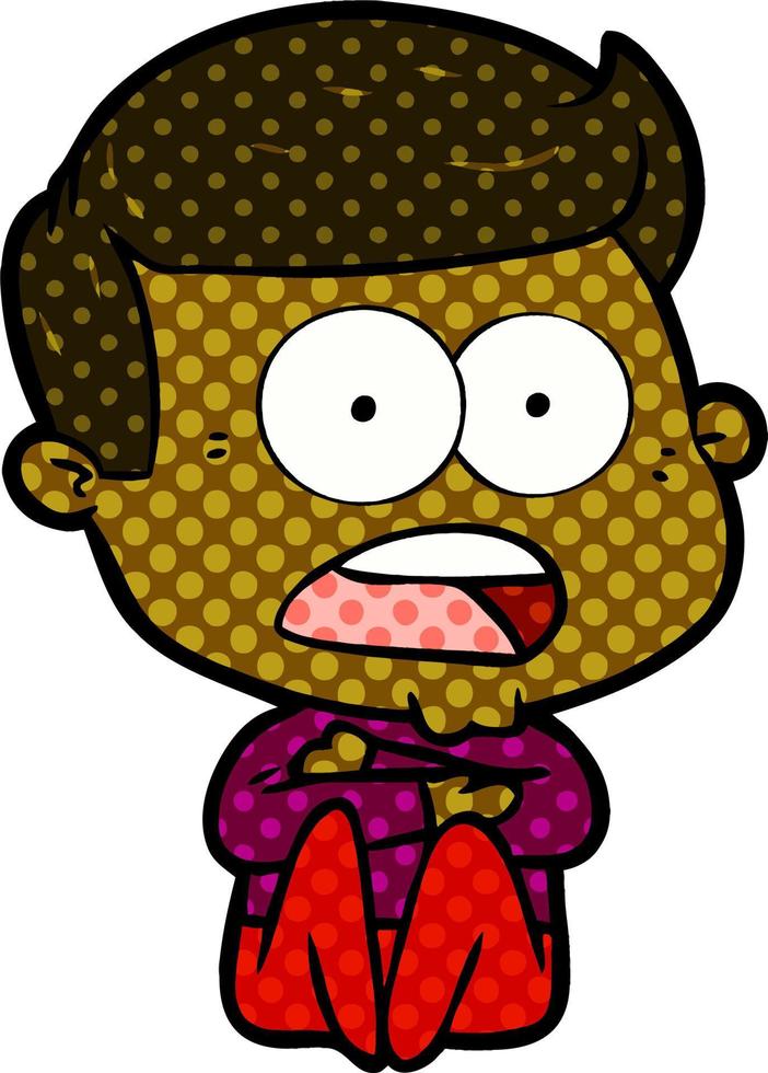 cartoon shocked man vector