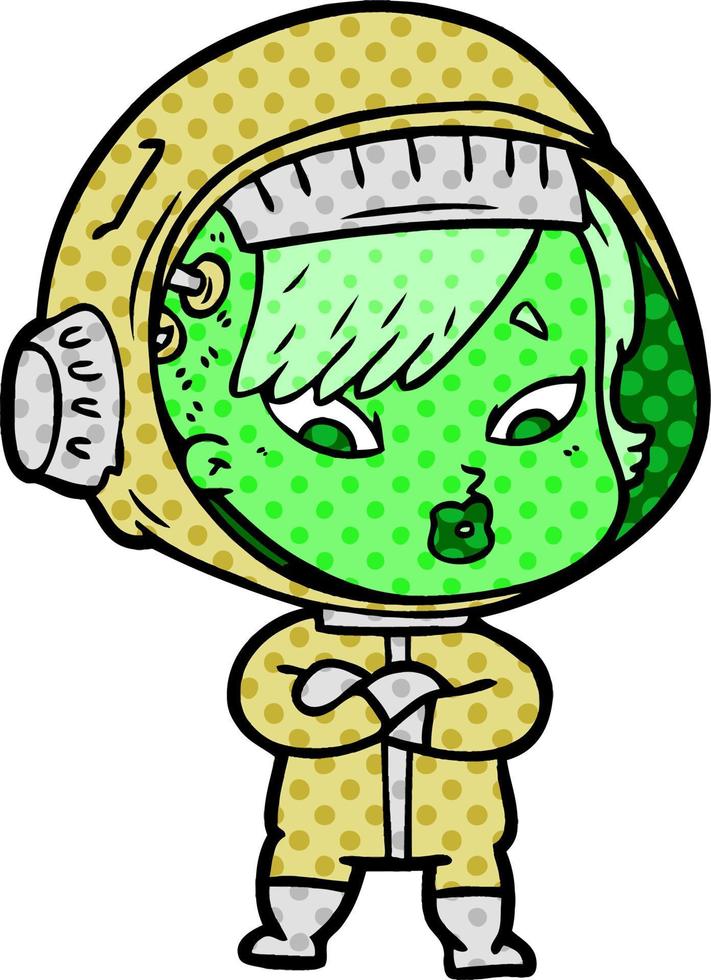 cartoon astronaut woman vector