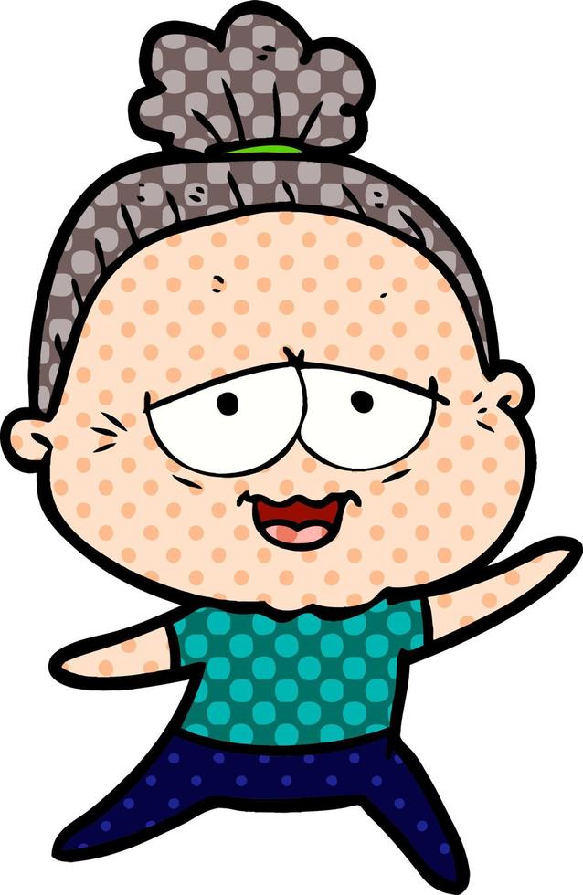 cartoon happy old lady vector