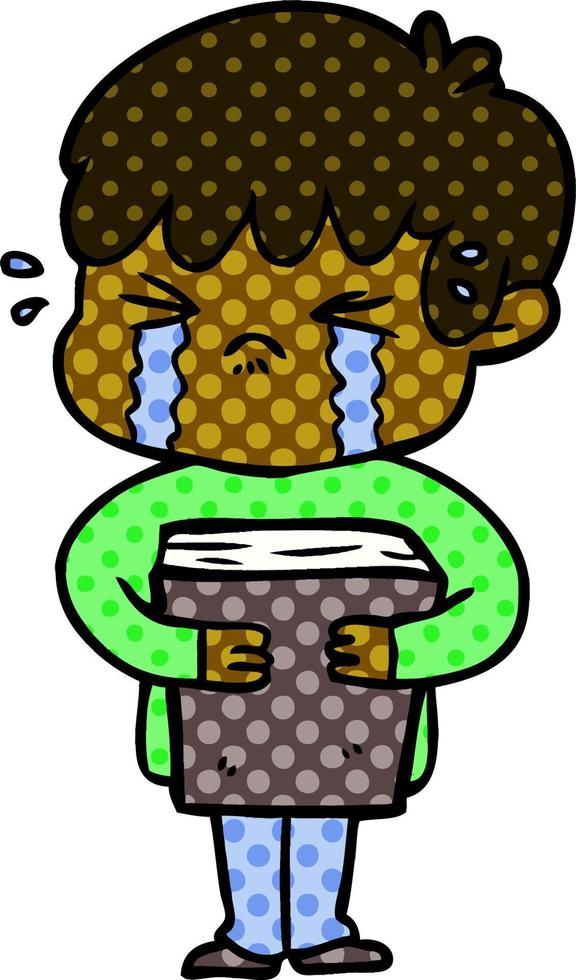 cartoon boy crying vector