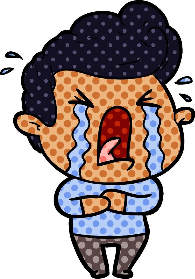 hombre llorando de dibujos animados vector