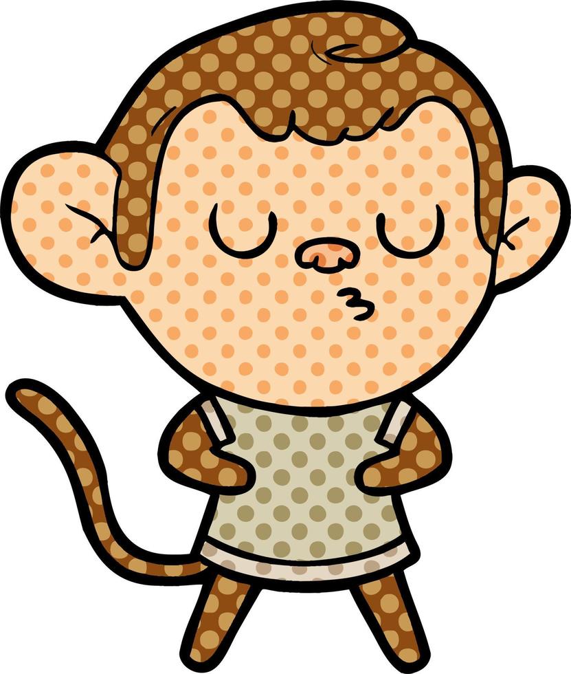 cartoon calm monkey vector