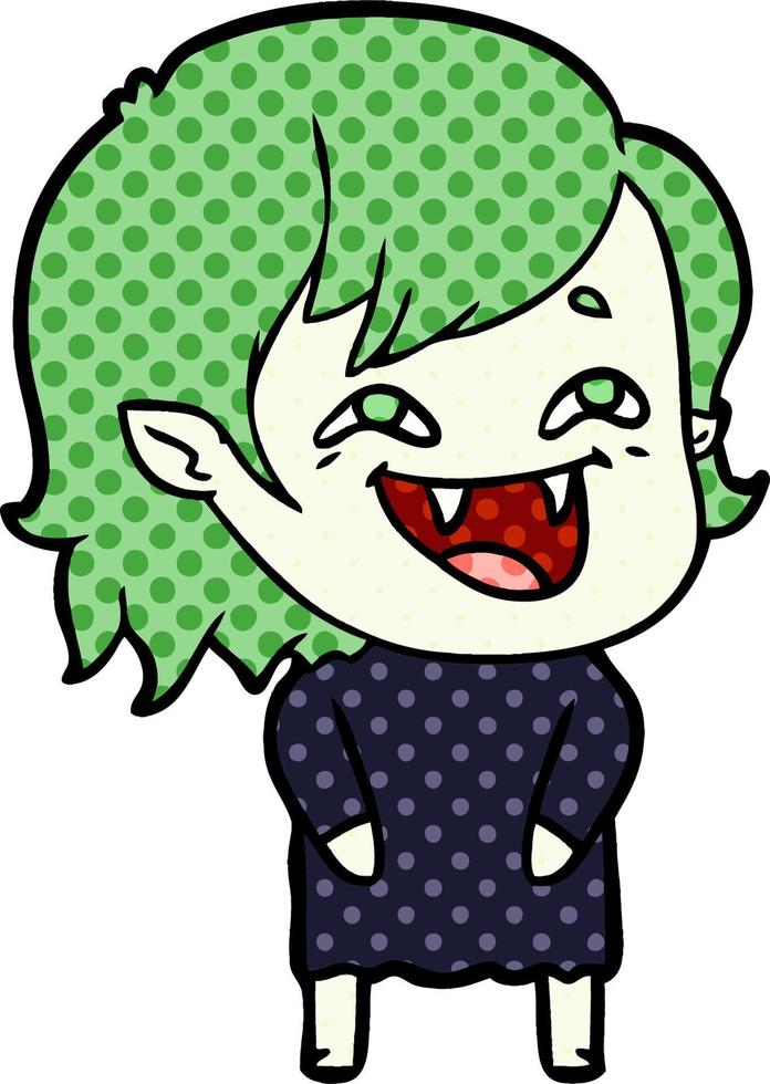 cartoon laughing vampire girl vector