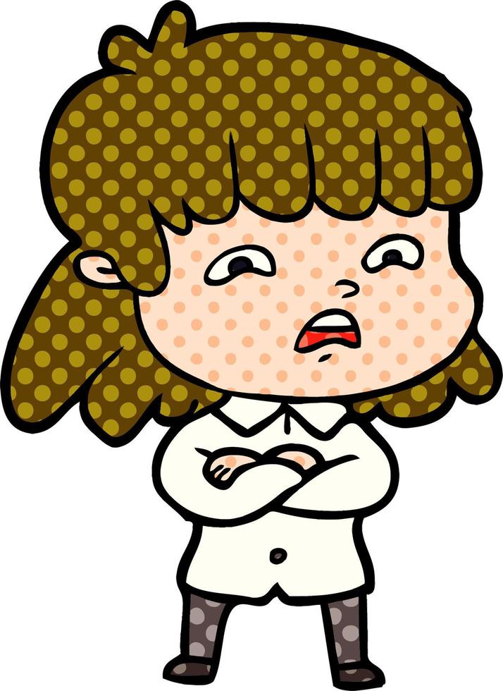 cartoon worried woman vector