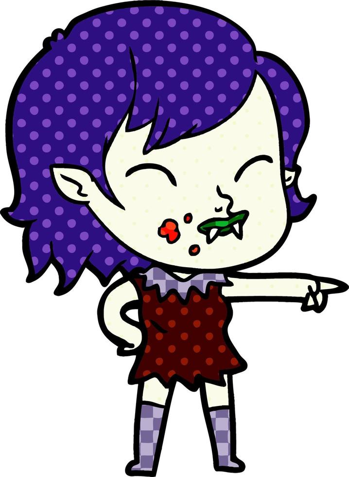 cartoon vampire girl with blood on cheek vector