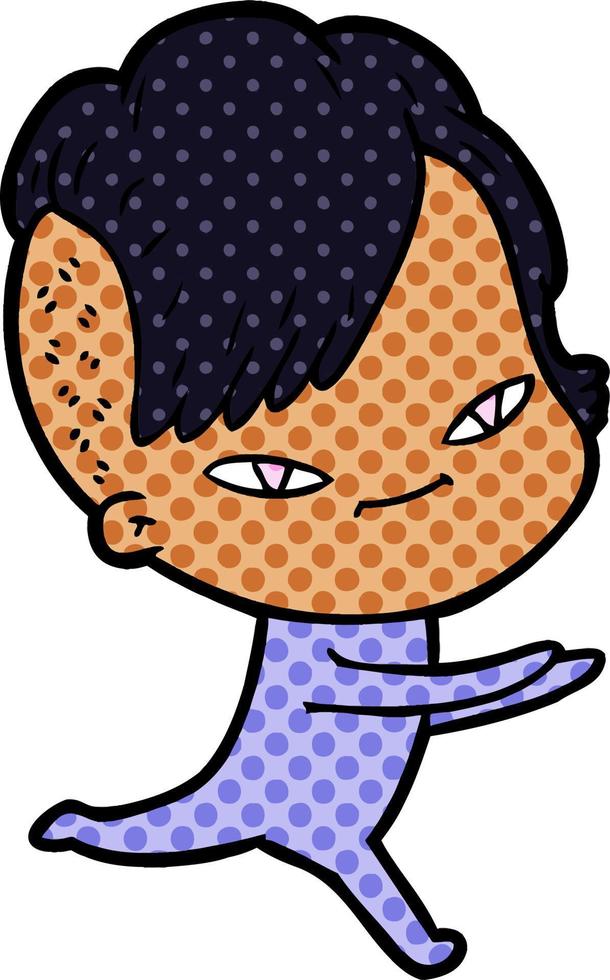 cute cartoon girl with hipster haircut vector