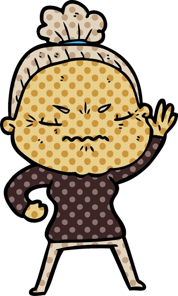 cartoon annoyed old lady vector