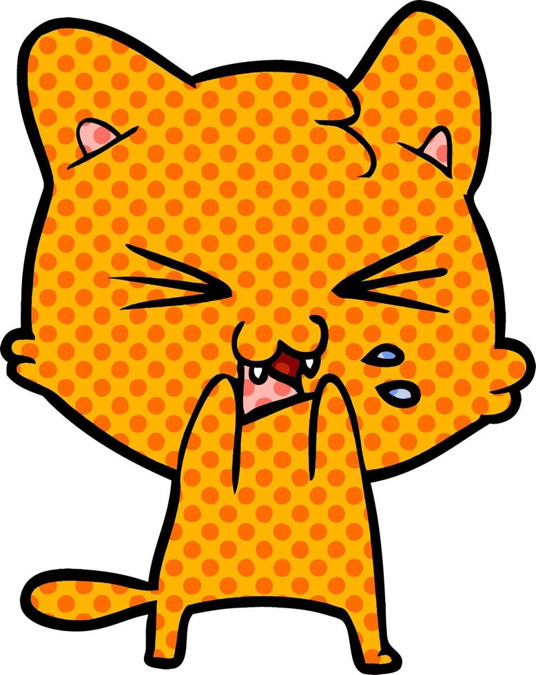 cartoon cat hissing vector