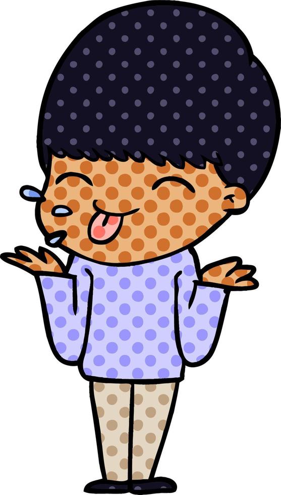 cartoon boy sticking out tongue vector