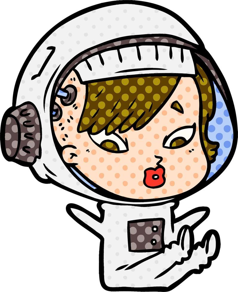 caricatura, astronauta, mujer vector