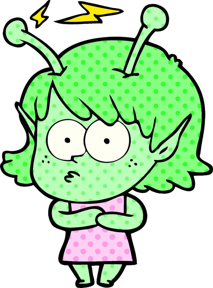 cartoon alien girl vector