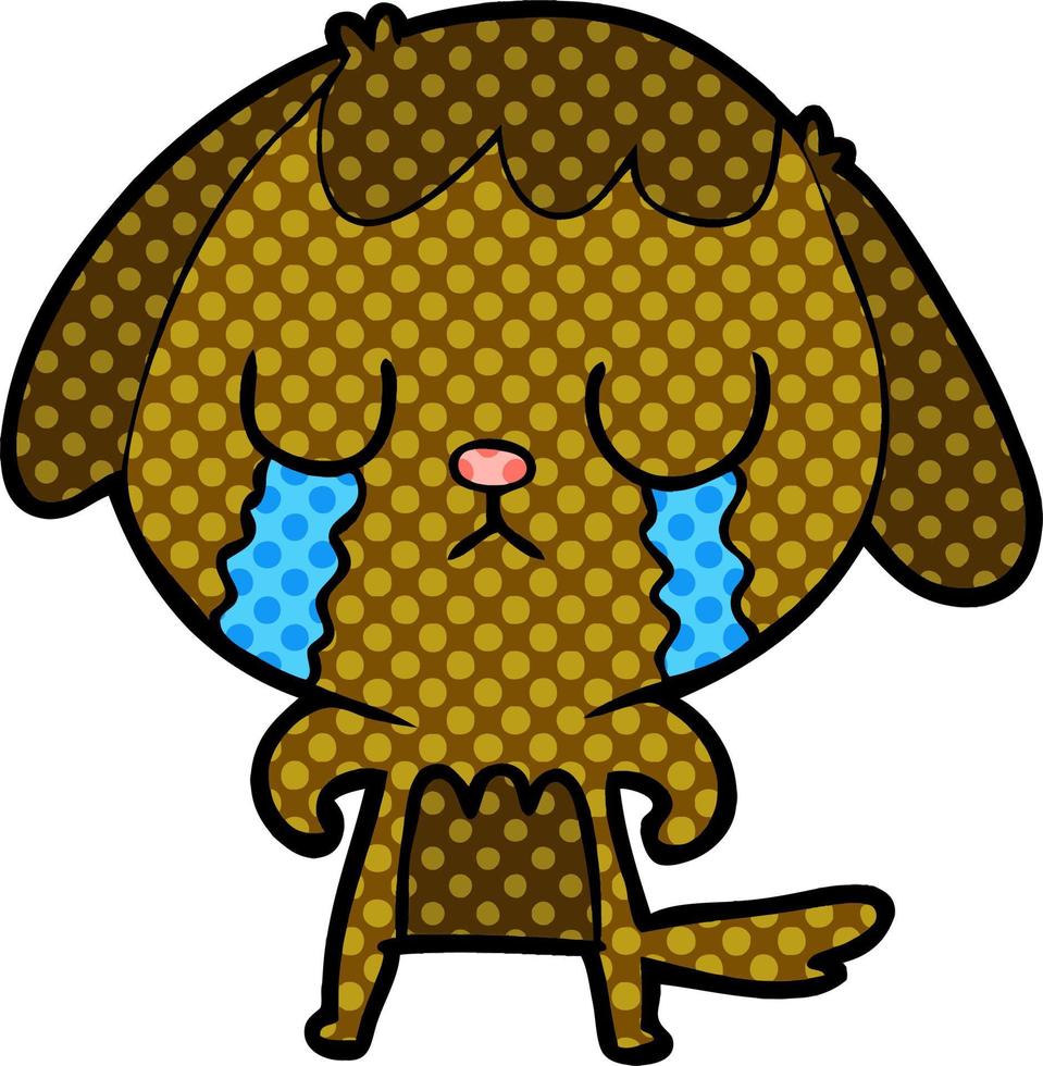 lindo perro de dibujos animados llorando vector