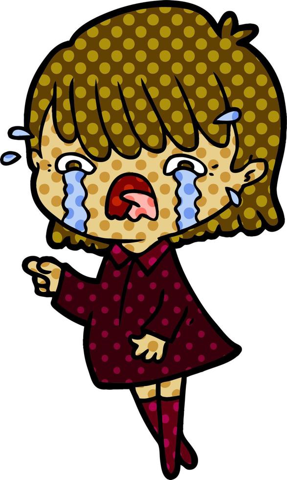 cartoon girl crying vector