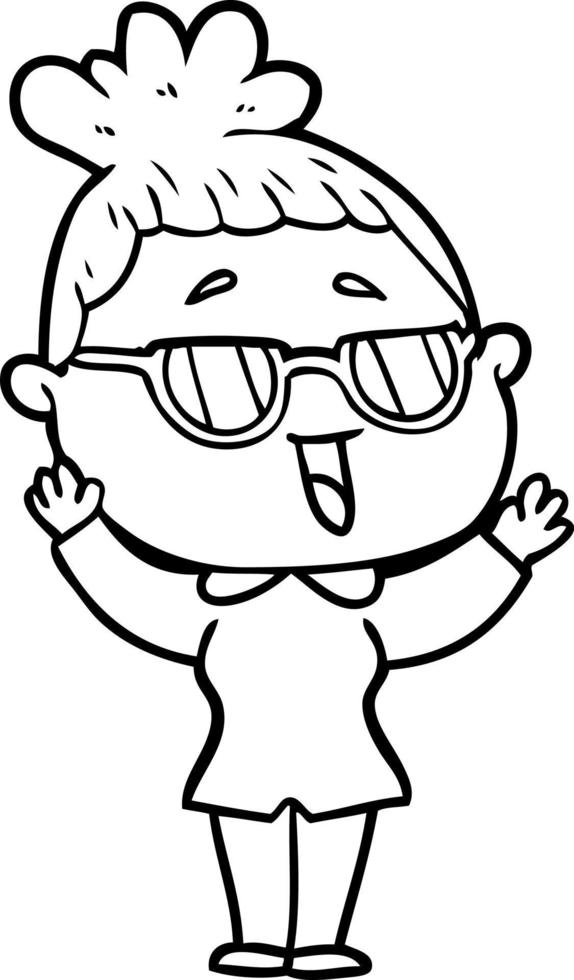 cartoon happy woman wearing spectacles vector