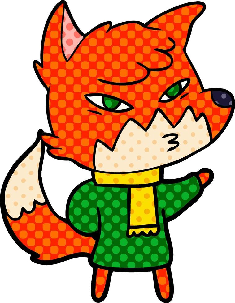 clever cartoon fox vector