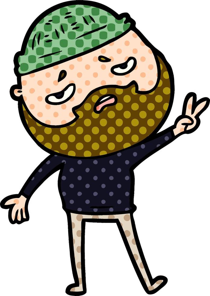 cartoon worried man with beard vector