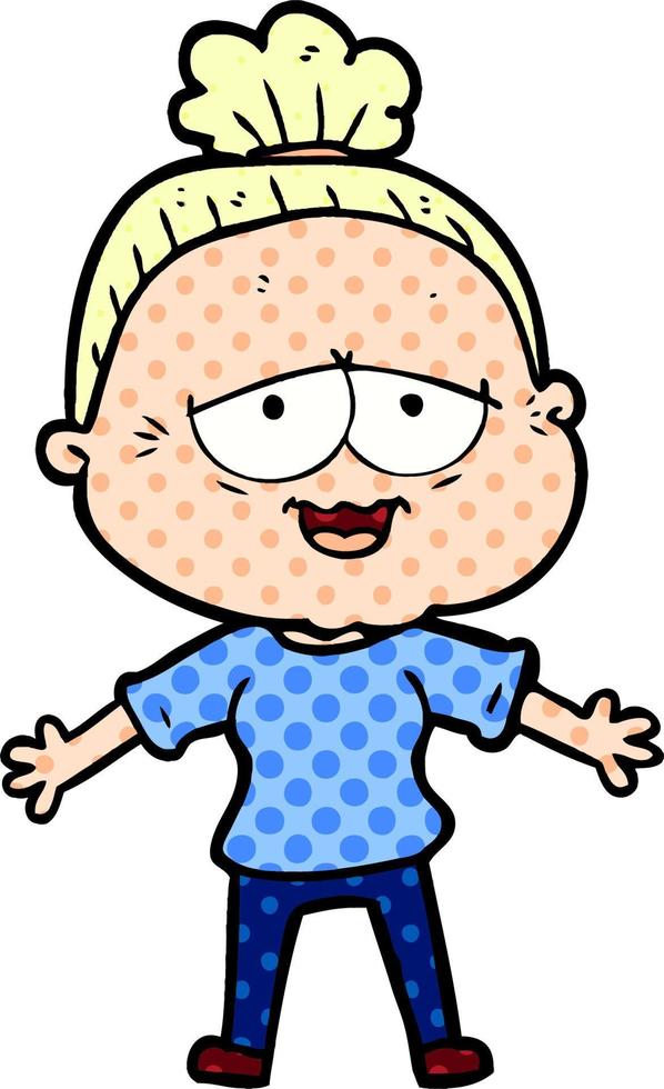 cartoon happy old lady vector