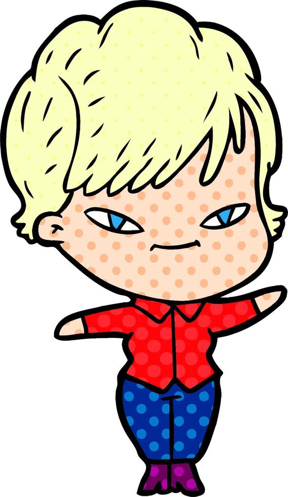cartoon happy woman vector