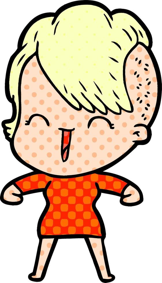 cartoon happy hipster girl vector