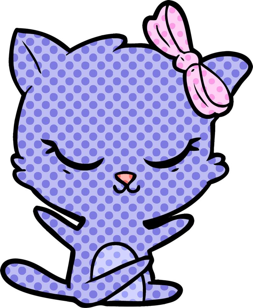cute cartoon cat with bow vector