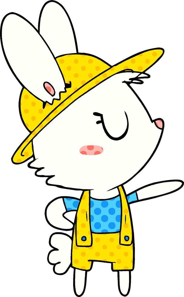 cartoon rabbit construction worker vector