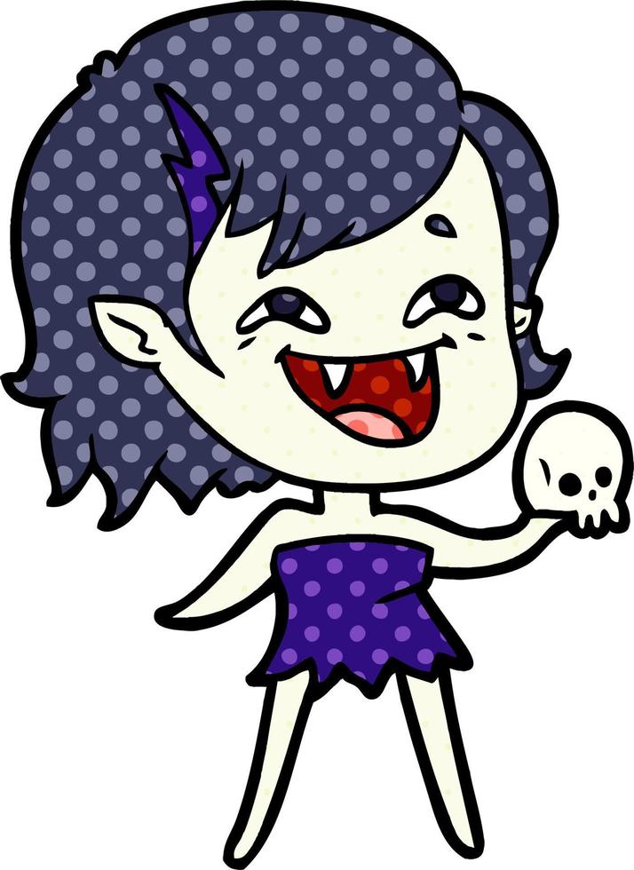 caricatura, reír, vampiro, niña vector