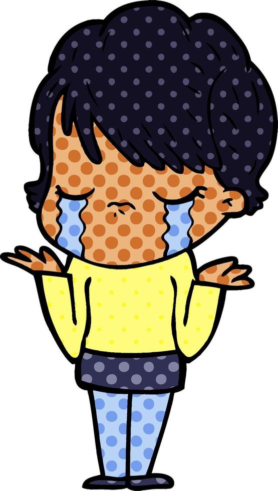 cartoon woman crying vector