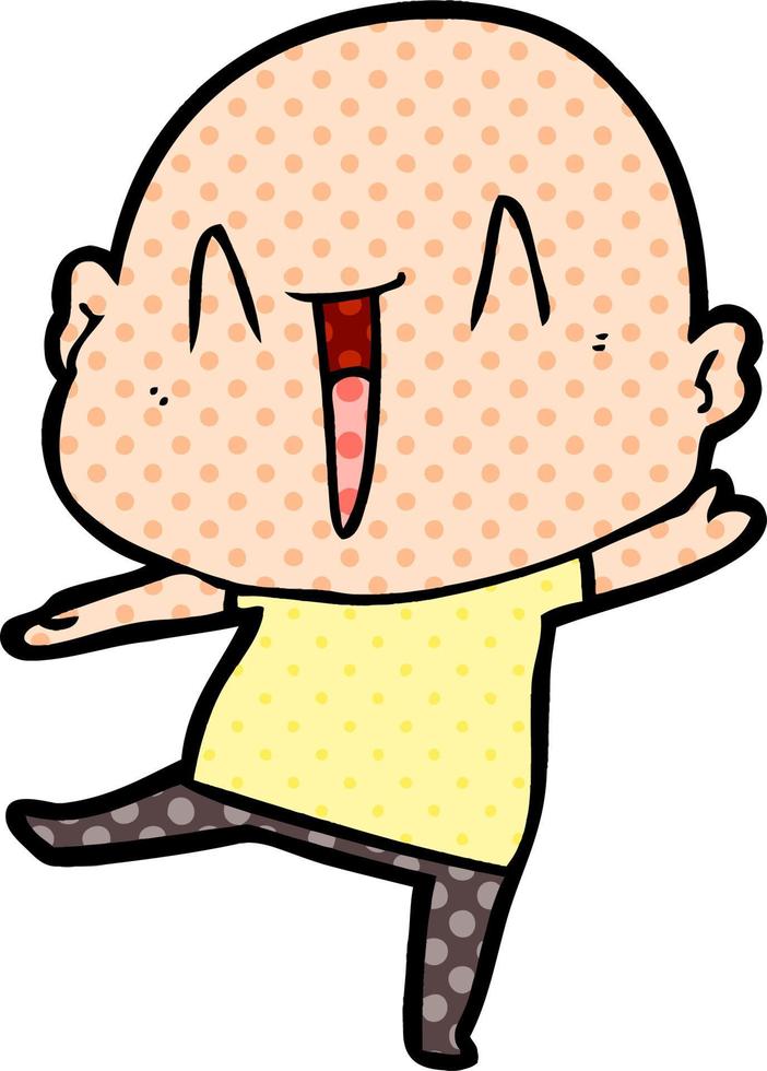 happy cartoon bald man vector