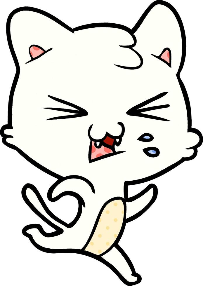 cartoon cat hissing vector