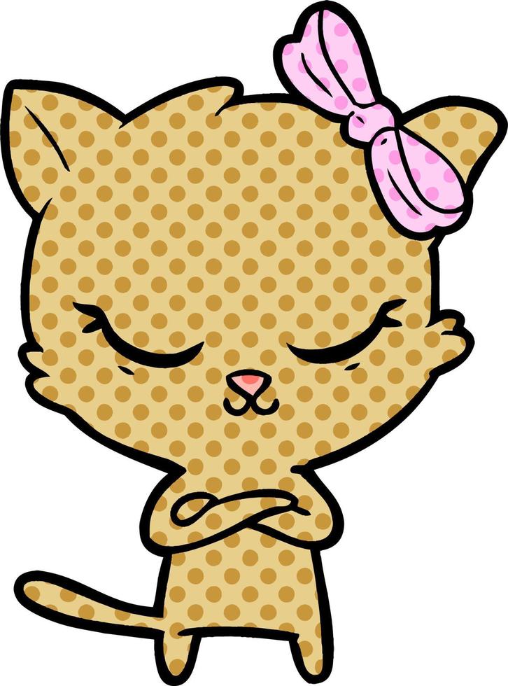 cute cartoon cat with bow vector