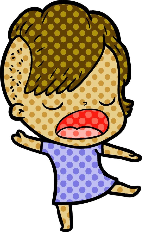 cartoon cool hipster girl talking vector