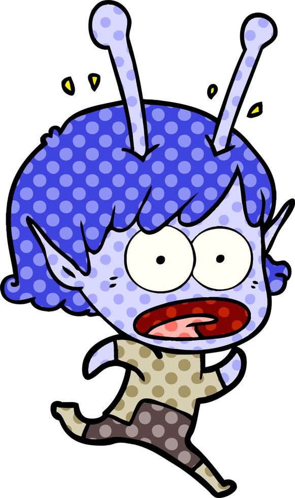 cartoon shocked alien girl vector