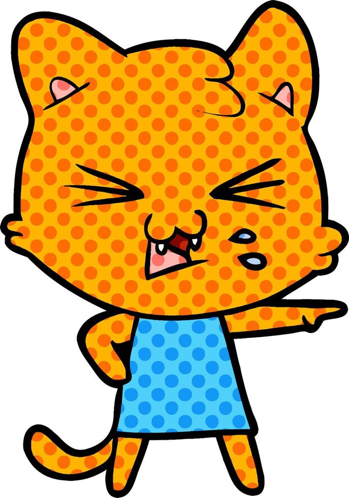 cartoon cat hissing vector