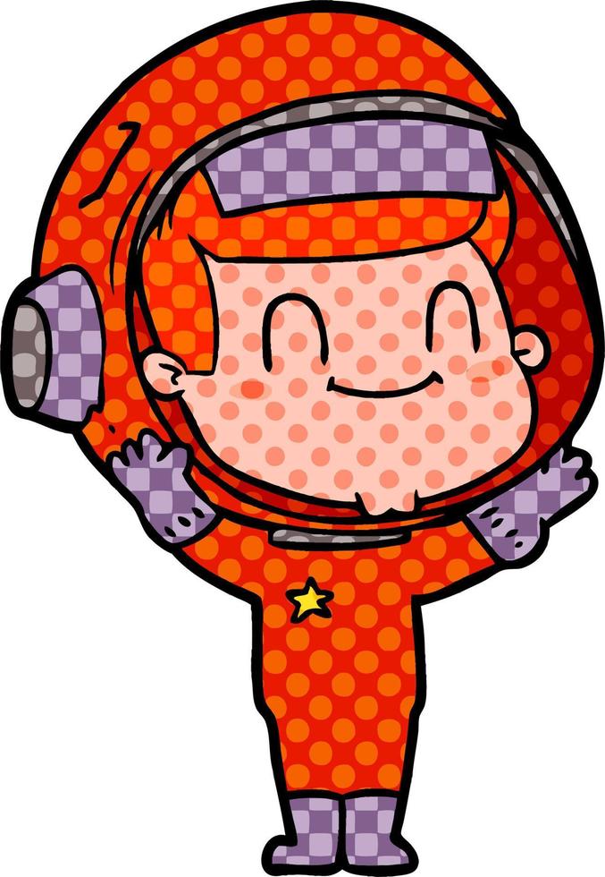 happy cartoon astronaut man vector