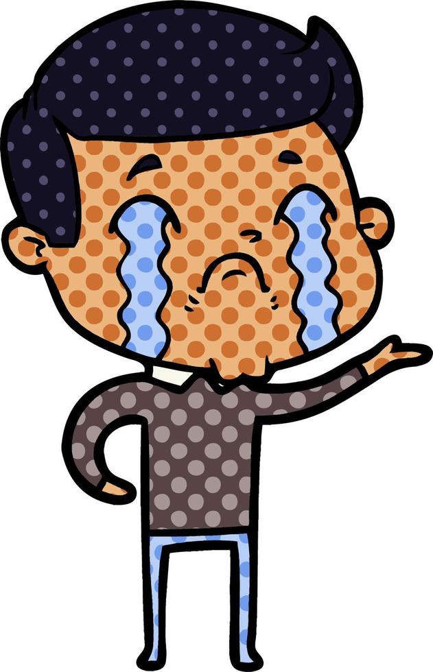 cartoon man crying vector