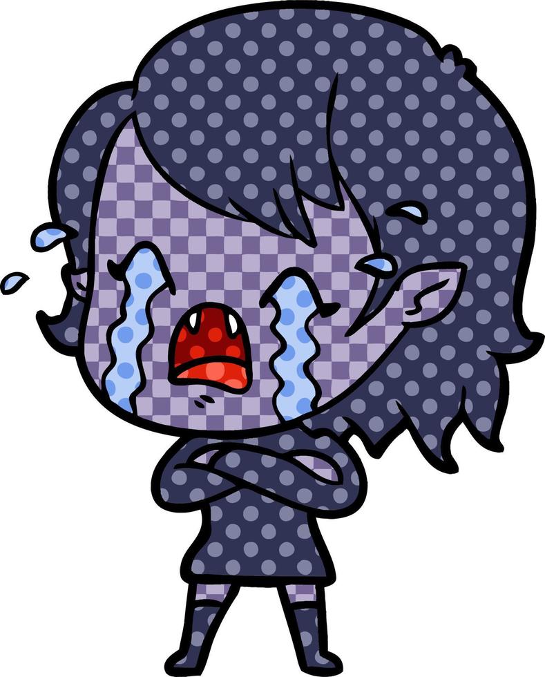 cartoon crying vampire girl vector