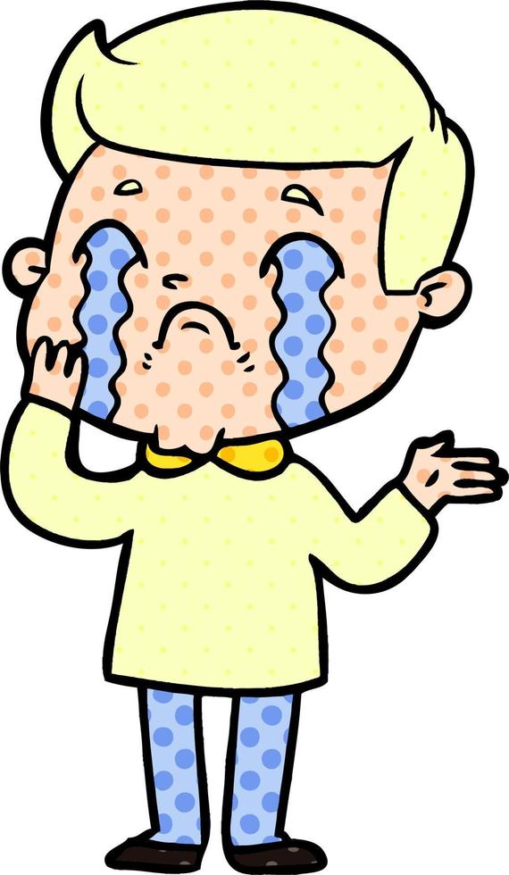 cartoon man crying vector