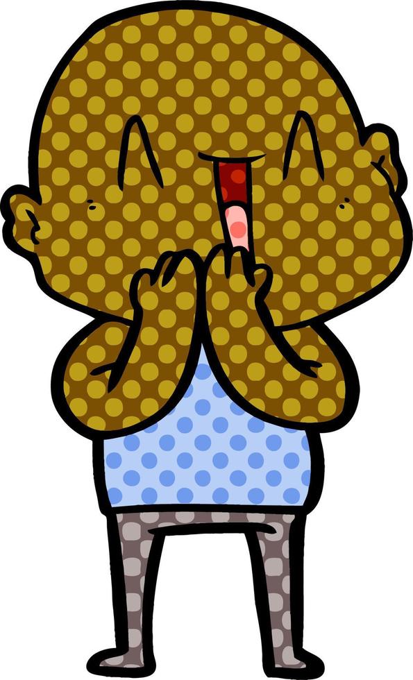 happy cartoon bald man vector