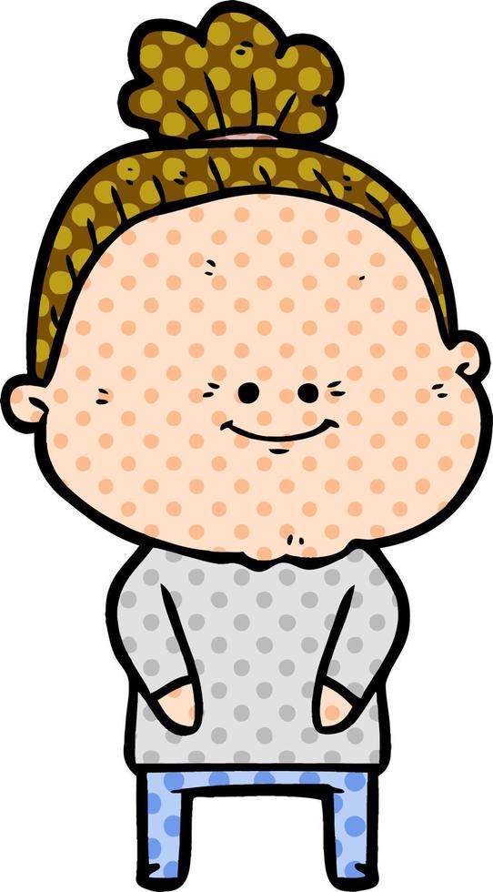 cartoon happy old woman vector