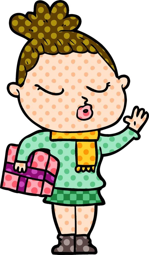 mujer tranquila de dibujos animados vector