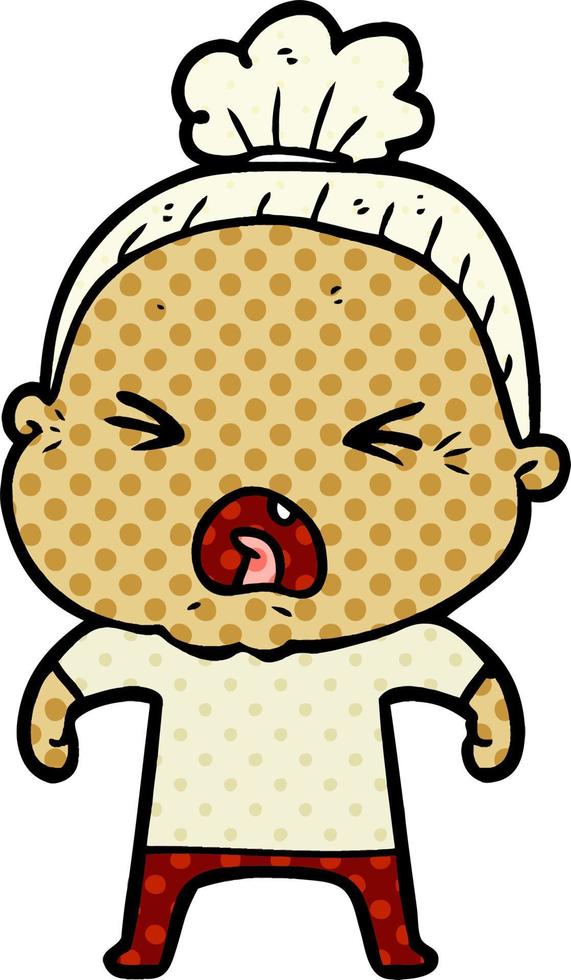 cartoon angry old woman vector
